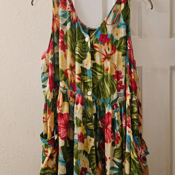 Bilia Floral Vibrant Colorful Fall Green Hot Pink midi pockets dress m - Picture 2 of 10